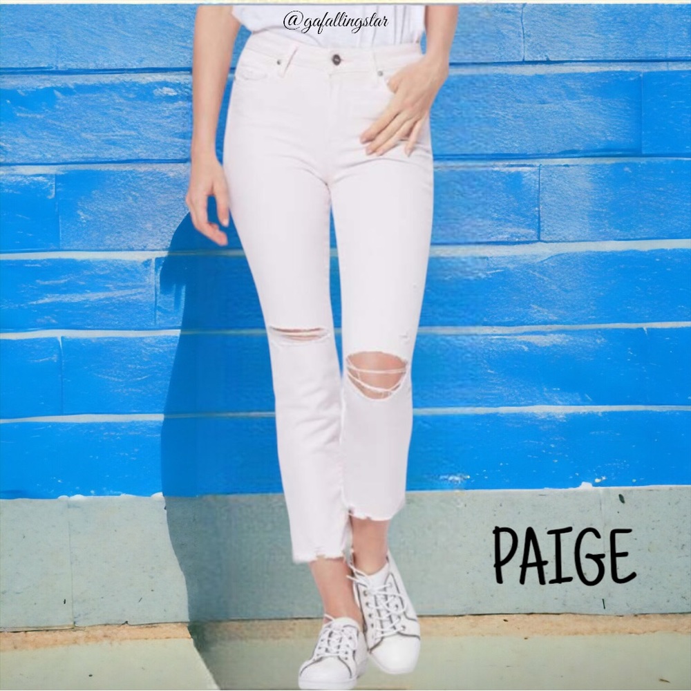 PAIGE hoxton raw hem destructed skinny crop jeans